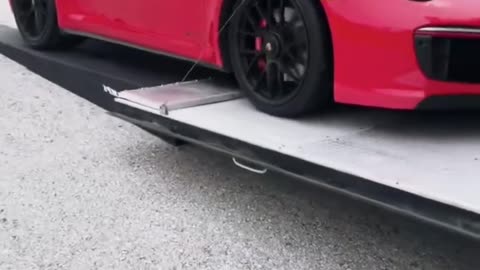 Unleashing Enclosed Car Shipping! 🔥 Red Porsche Safely Unloaded