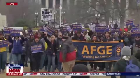 Dems marched in DC today protesting DOGE’s crackdown on government waste.