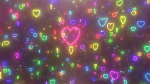 1200. Magical Neon Hearts Rain _ Colorful Glowing Hearts Animation