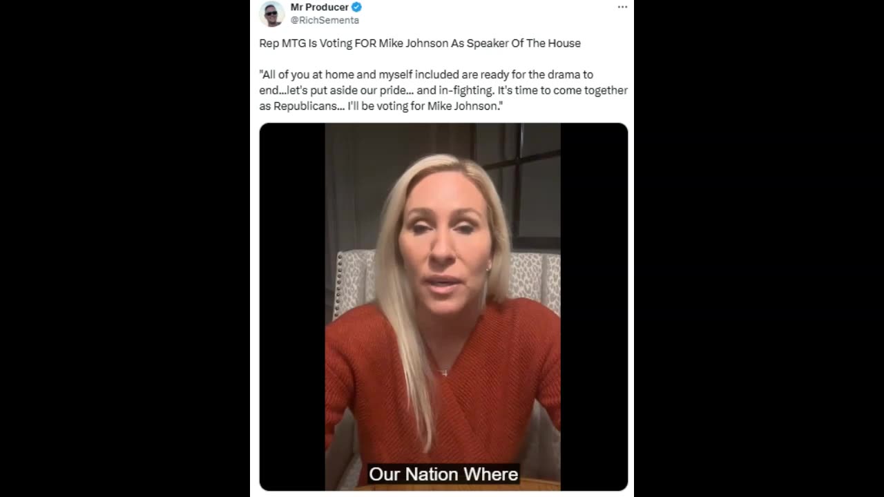 Margorie Taylor Green On Voting For Speaker Johnson! (Video Of Why She Sold Us Out)!