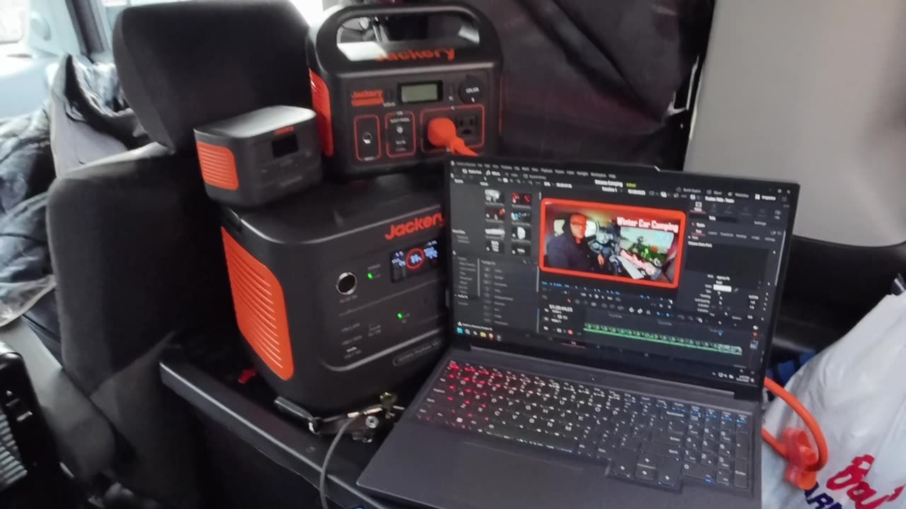 Mobile Video Editing Setup #hondaelement #jackery #Lenovo #davinciresolve