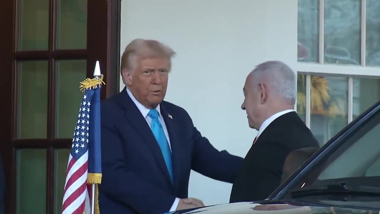 President Trump Greets Netanyahu, Dominates the Handshake