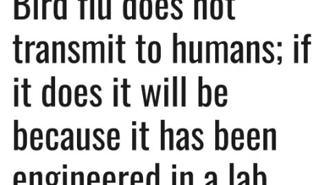 Bird Flu does not transmit to Humans