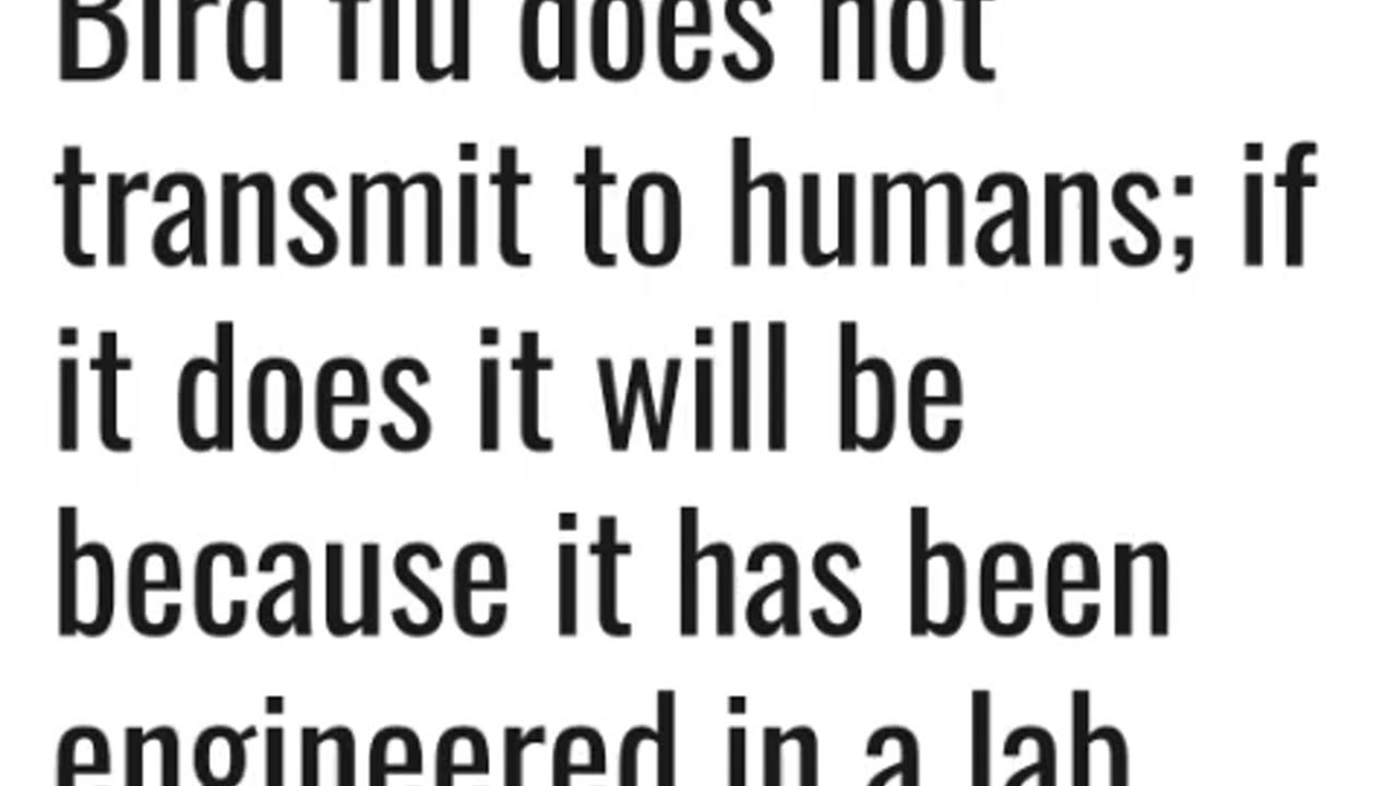 Bird Flu does not transmit to Humans