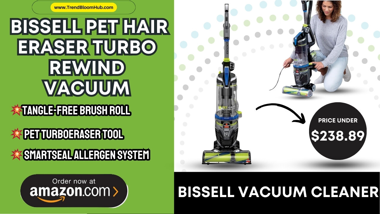 The Bissell Pet Hair Eraser Turbo Rewind Vacuum is a must-have for pet owners!