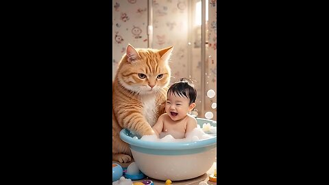 a hero cat fight for crocodile save a baby