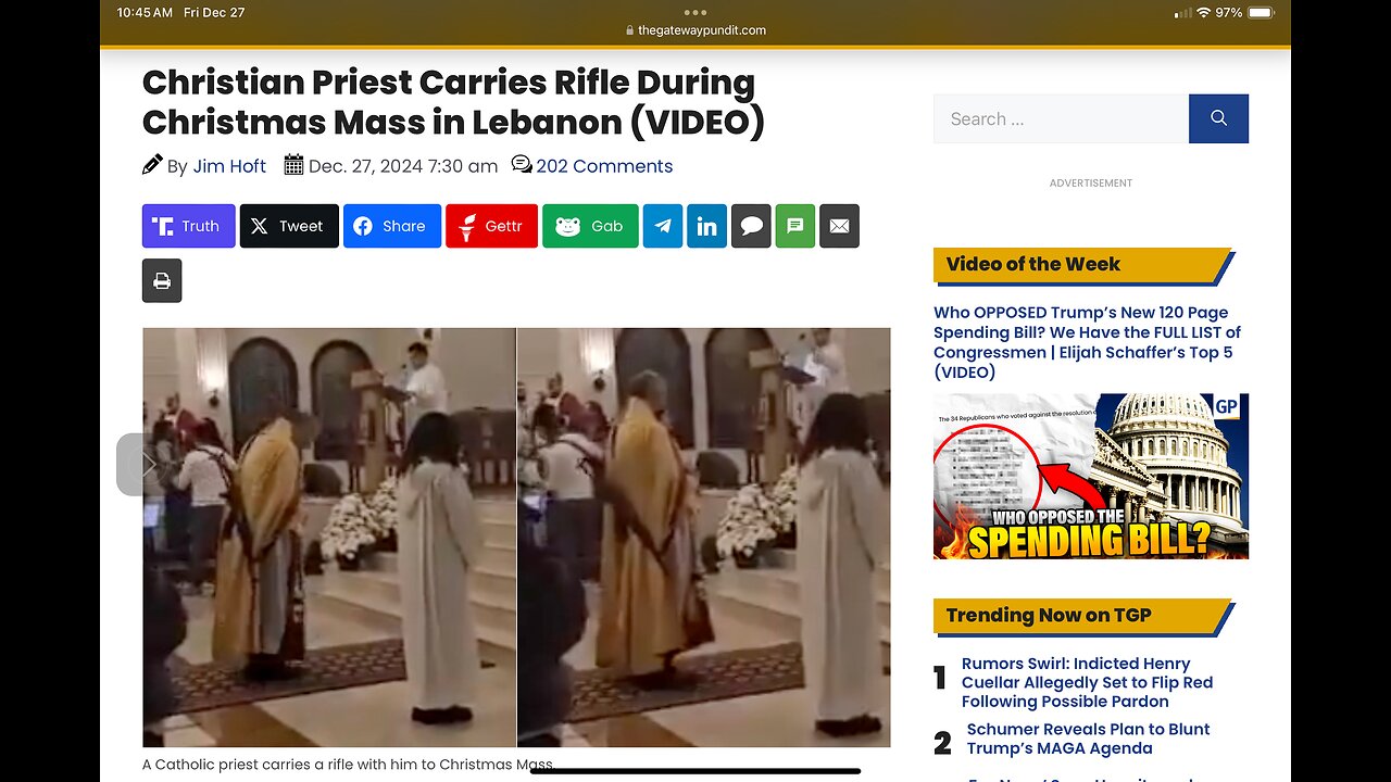 Christian Priest Carries Rifle During Christmas Mass in Lebanon (VIDEO)