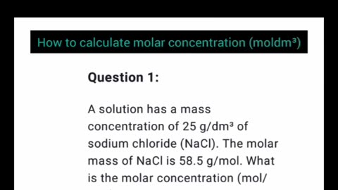 Molar concentration lesson 1