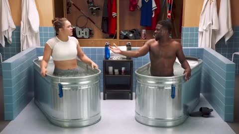 Kevin Hart and Ronda Rousey kick off their shoes and jump in the tub to talk Olympic dreams