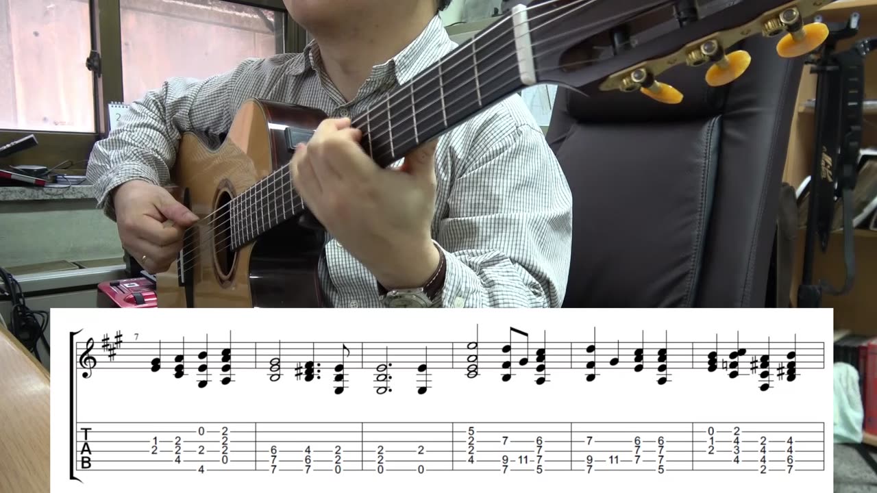 참 반가운 성도여, O Come All Ye Faithful - hymn, carol, guitar solo with tablature