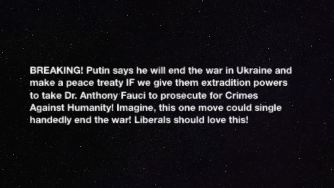 Extradite FAUCI To Russia If It SAVES Billions Of Lives From A Nuclear War?