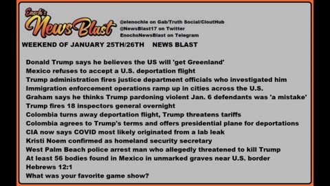 Weekend of January 25/26, 2025 News Blast