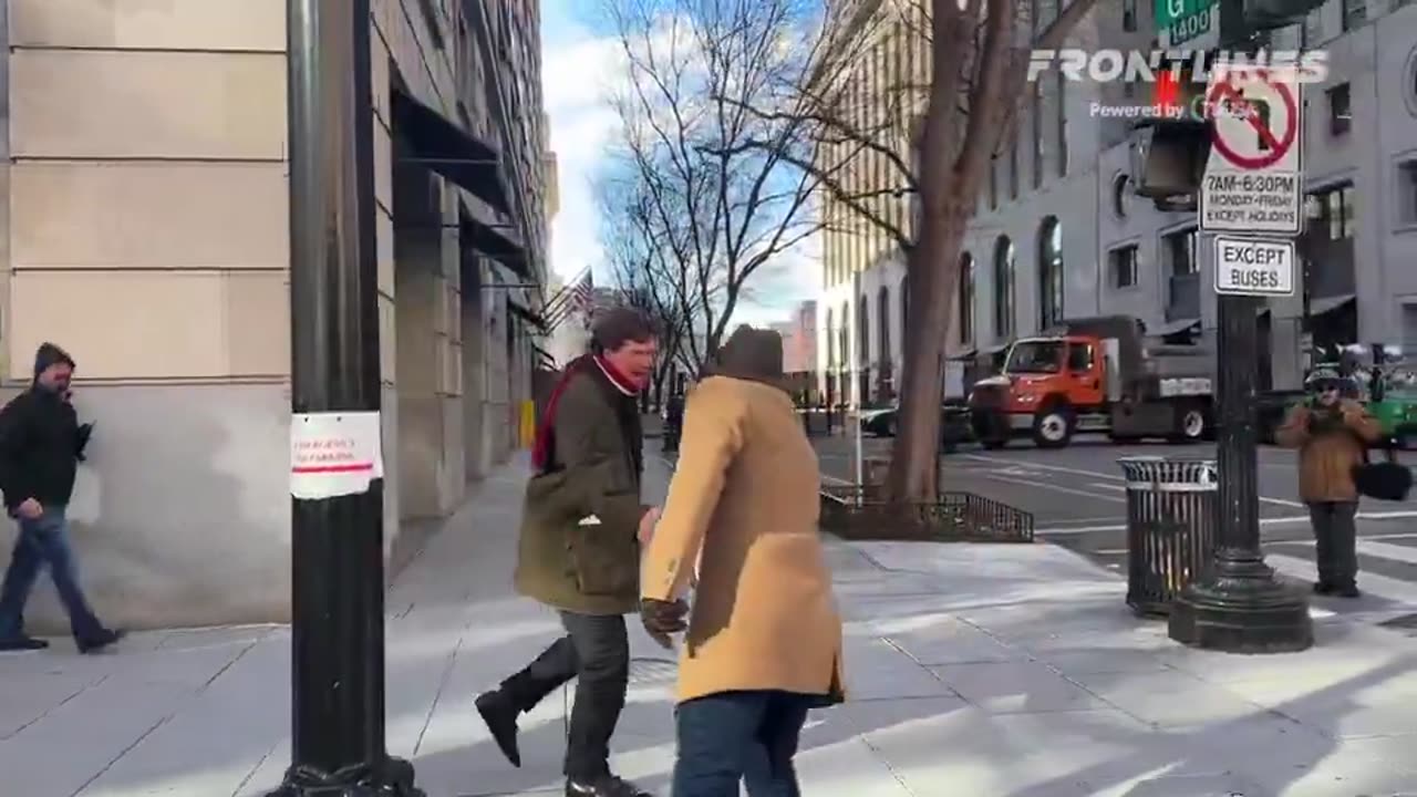 Tucker on the D.C. streets sans security after Trump is sworn in. Be safe man!!