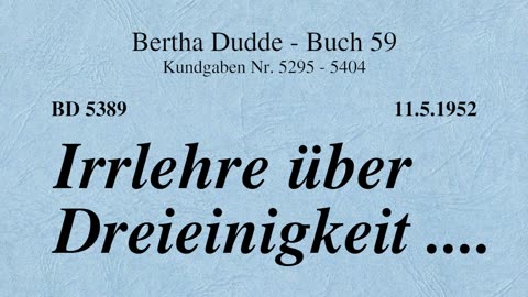 BD 5389 - IRRLEHRE ÜBER DREIEINIGKEIT ....