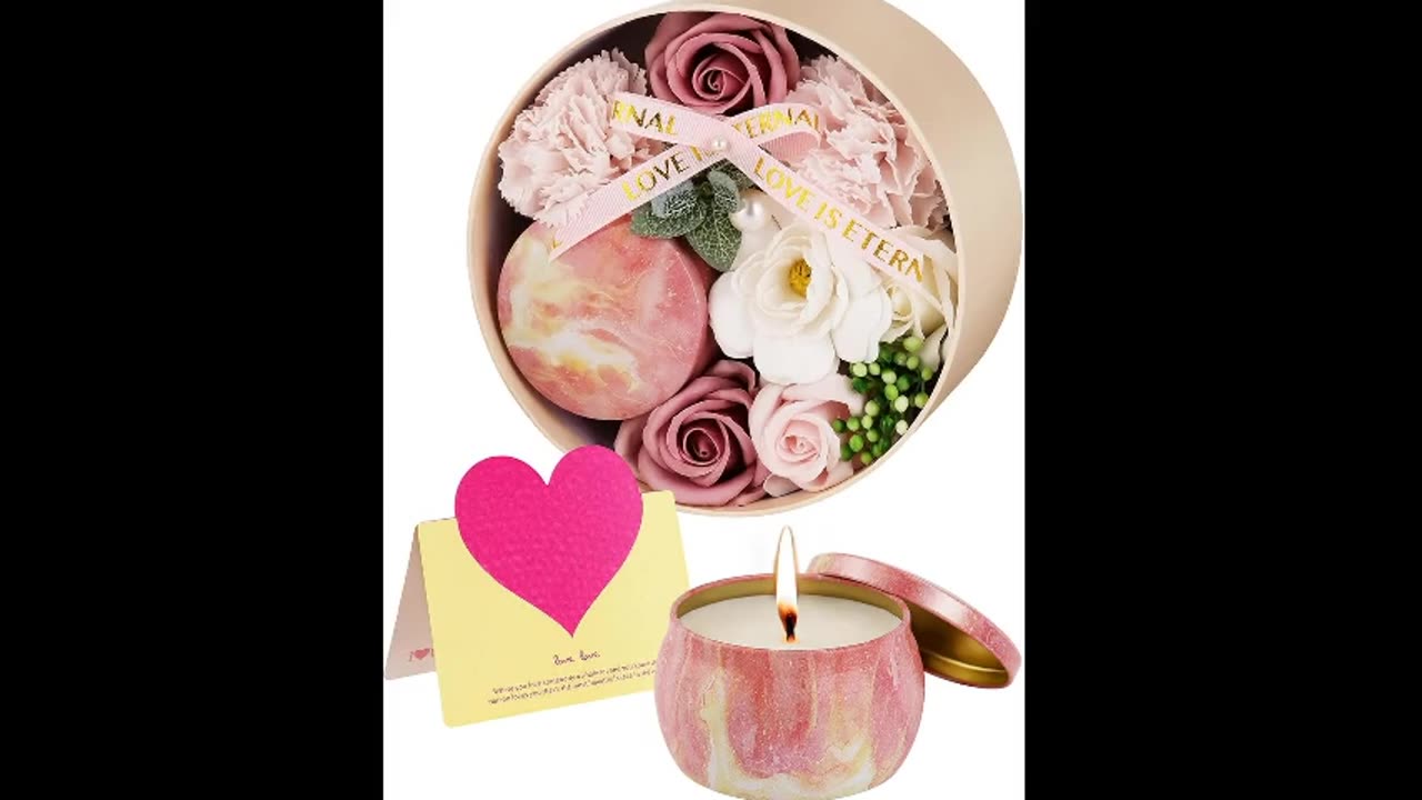 Soap Flower Gift Set with Scented Candle - A Perfect Gift for Her