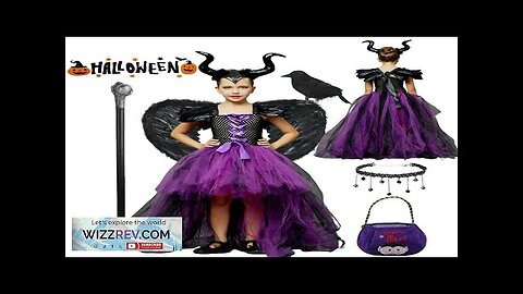 Disney Maleficent Costume Deluxe Girls Halloween Carnival Party Purple Trailing Mesh Dress Review