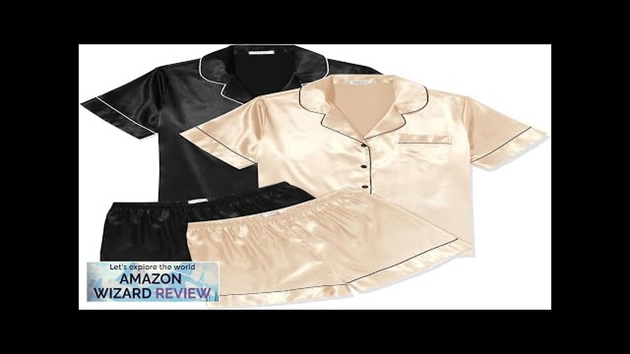 Ekouaer 2 Pack Womens Pajama Sets Silk Satin Short Sleeve Button Down Review