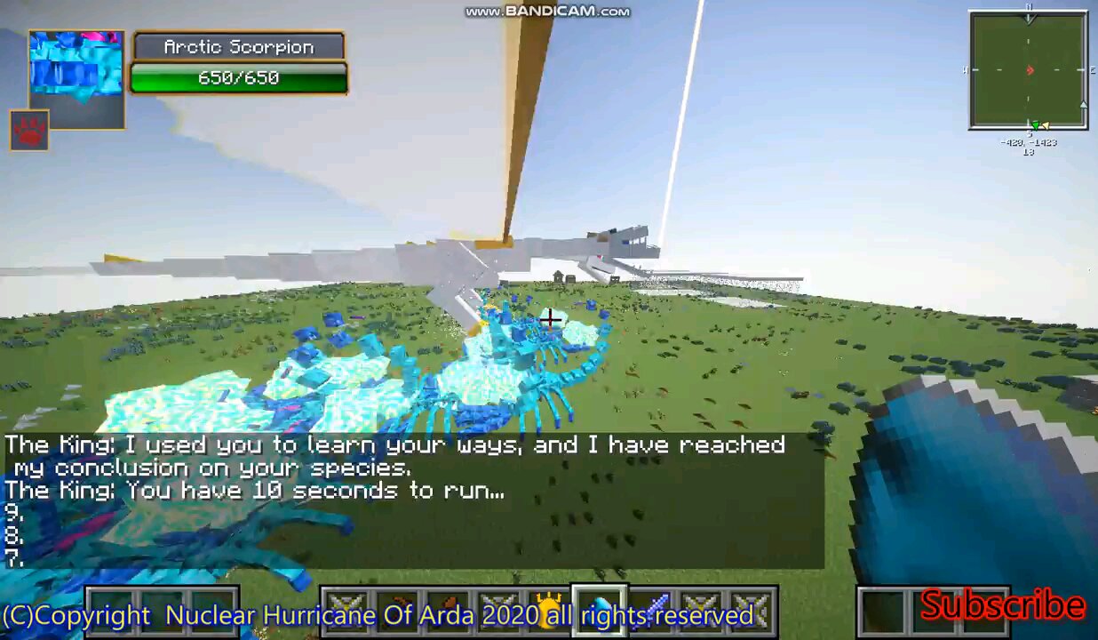 Minecraft mob battle purple power orbs vs Arctic scorpion