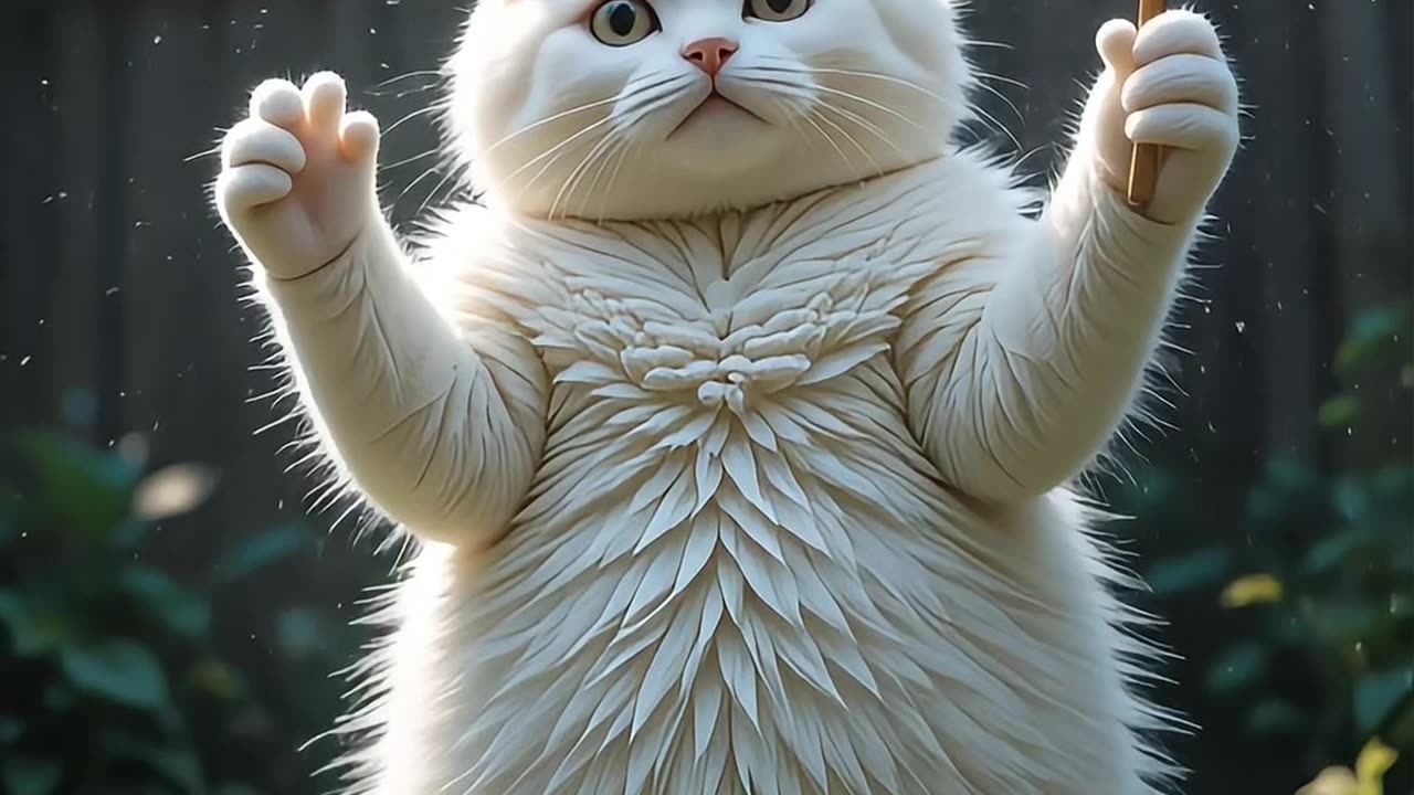 Whisky white cat ready for fight