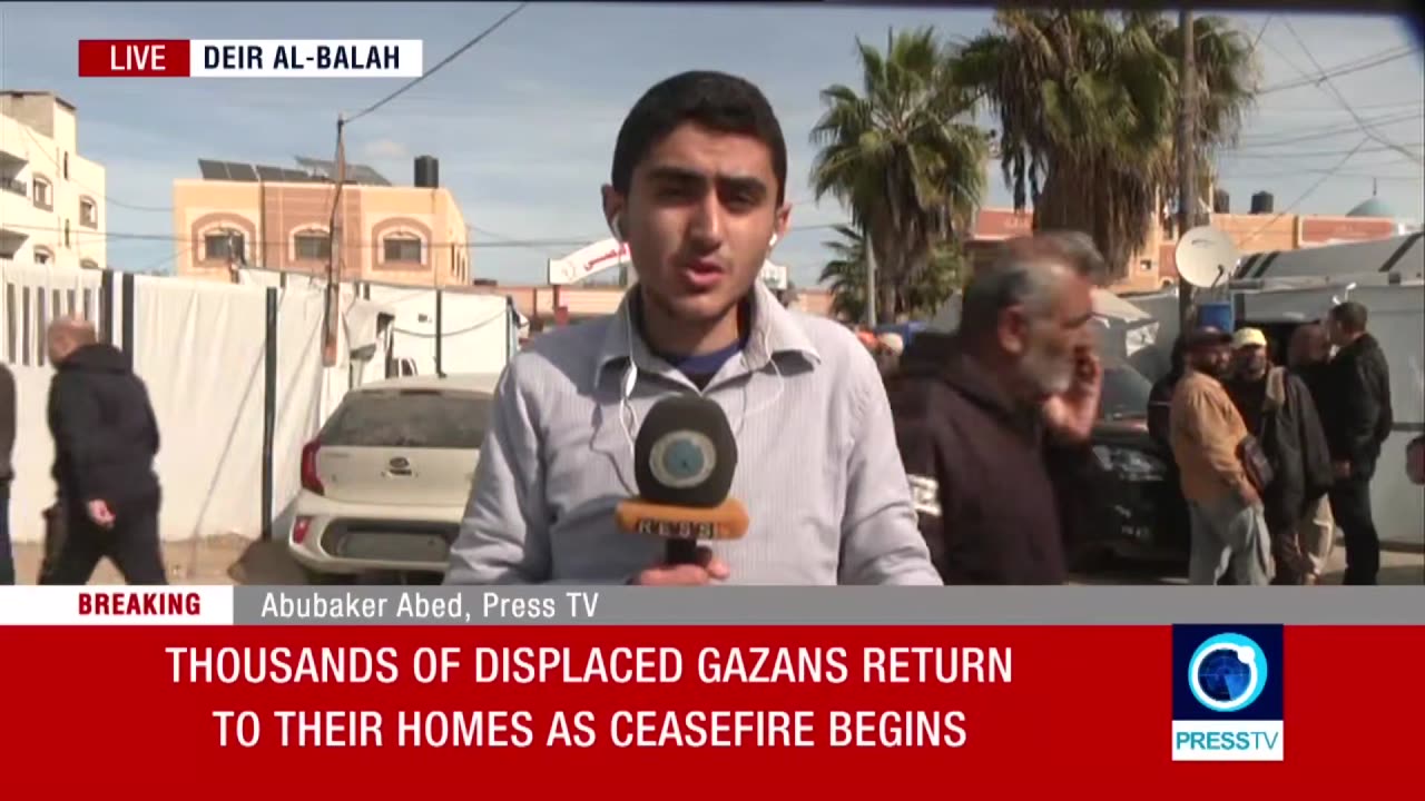 “Displaced Palestinian people start return to their homes as ceasefire begins”