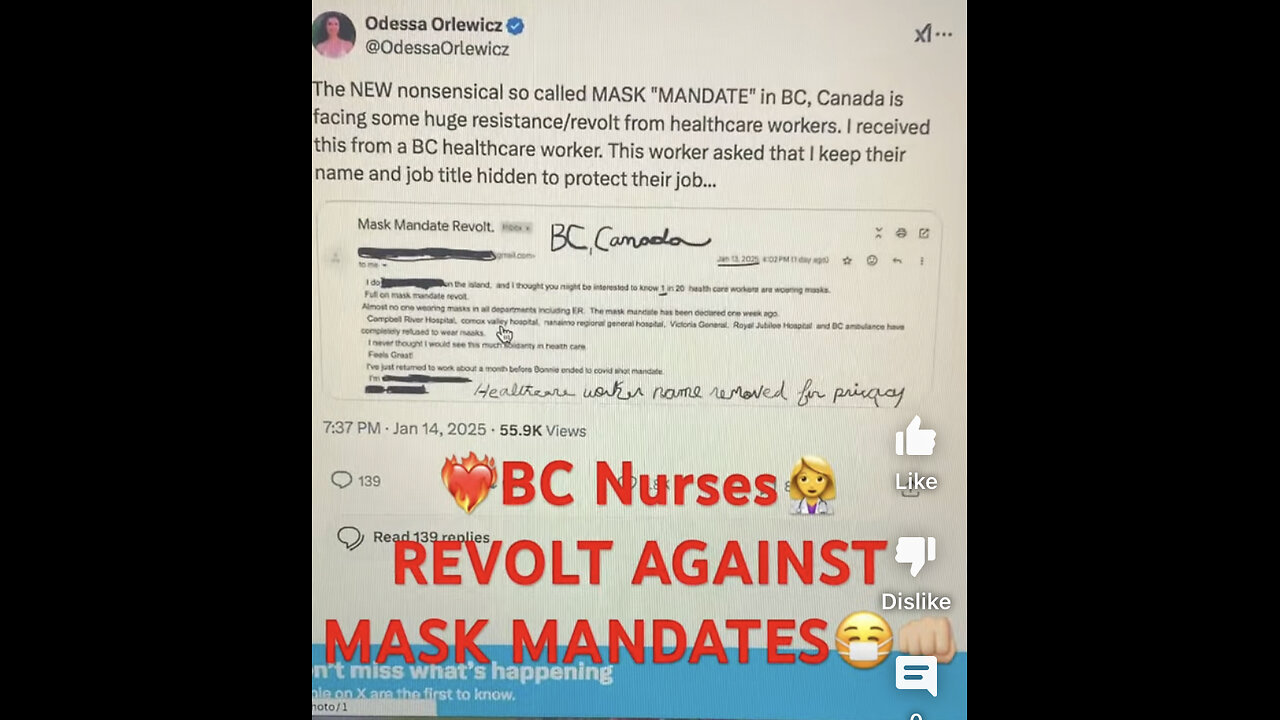 BC Nurses REVOLT AGAINST MASK MANDATES.❤️‍🔥MASSNONCOMPLIANCE💪