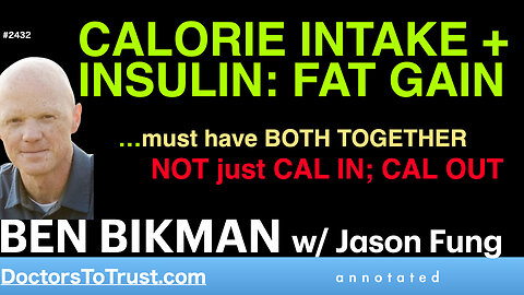 BEN BIKMAN f2 | CALORIE INTAKE + INSULIN: FAT GAIN…must have BOTH TOGETHER NOT just CAL IN; CAL OUT