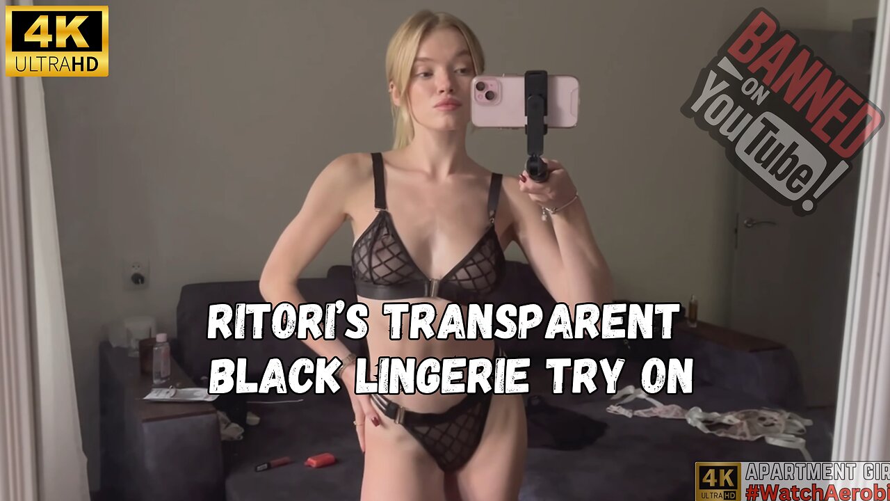 Apartment Girl | Ritori's Black Lingerie Set Try On Review 4K HD