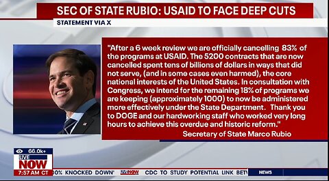 Rubio says purge of USAID programs complete, with 83% of agency’s programs gone