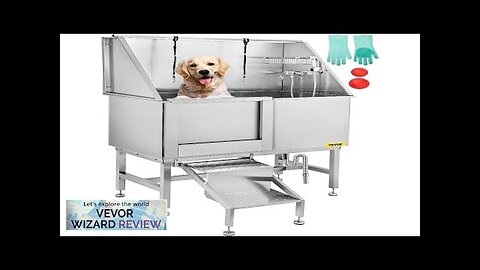 VEVOR 50 Inch Dog Grooming Tub Professional Stainless Steel Pet Dog Bath Review