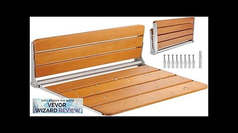 VEVOR Folding Teak Shower Seat 20.9 x 16'' Unfolded Wall Mounted Fold Review