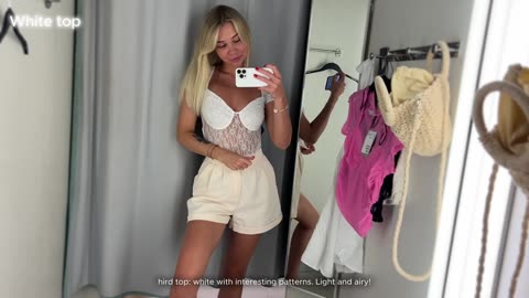 09. RISKY 😱 TRY ON HAUL in the FITTING ROOM 💖 Lace Tops 💗 Emily Lu