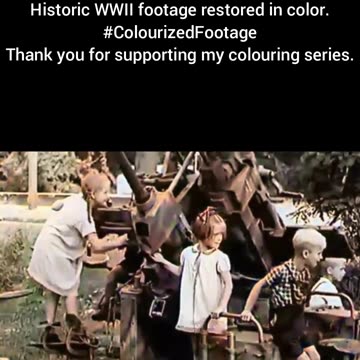 Children & Abandoned Equipment 1945 WWII Colourized Footage #WWIIHistory