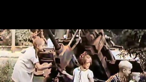 Children & Abandoned Equipment 1945 WWII Colourized Footage #WWIIHistory