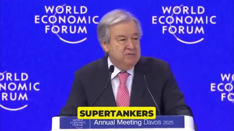 UN Secretary General speaking at WEF in Davos: "The climate crisis 🐂 💩