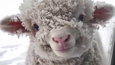 what a cute little lamb! And it's smiling