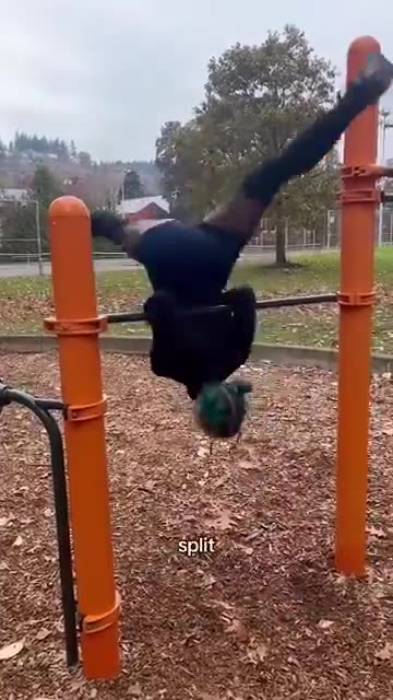 Circus girl shows an interesting flying technique