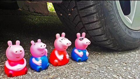 Crushing Crunchy & Soft Things by Car! EXPERIMENT CAR VS PEPPA PIG FAMILY.