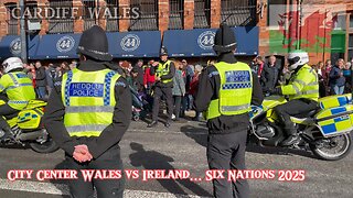 Cardiff City Center. Wales vs Ireland Rugby Six Nations 2025