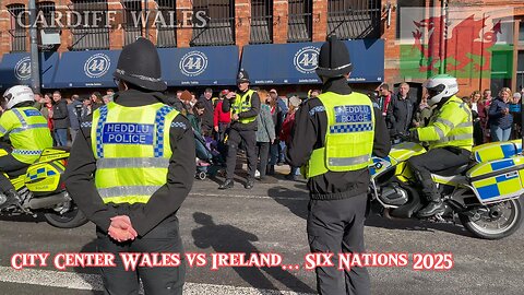 Cardiff City Center. Wales vs Ireland Rugby Six Nations 2025