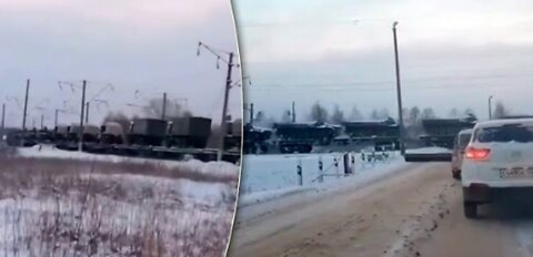 Footage of echelons transporting equipment by rail to front in Russia released