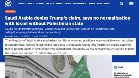 Saudi Arabia Rebukes Trump on Israel Ties After He Declares US Will ‘Take Over Gaza