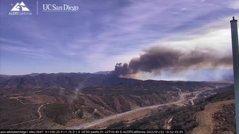 Brush fire rapidly expanding north of Santa Clarita, California; currently burning