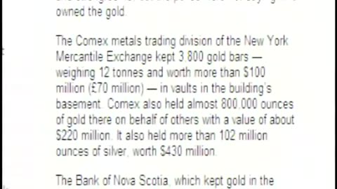 9-11 WTC Biggest Gold Heist in History: $300 Billion in Bars