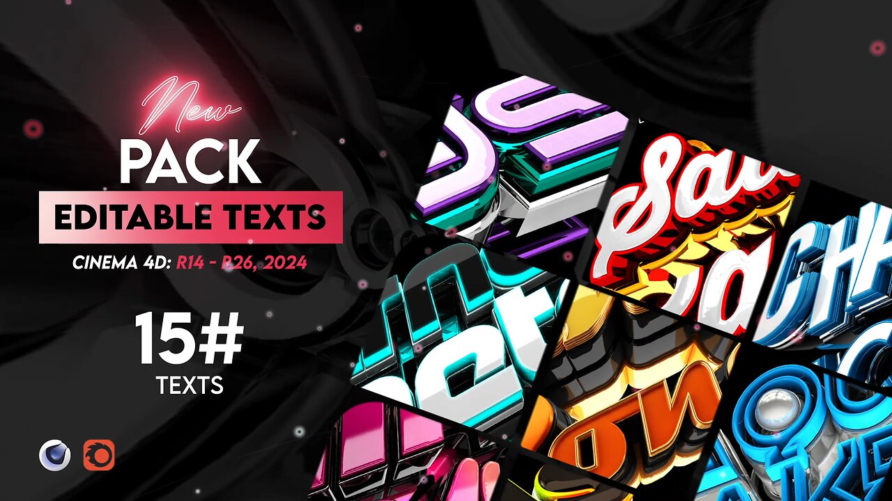 Pack #14 Of Editable Text Cinema 4D R14 - R25, 2024 | No Plugins