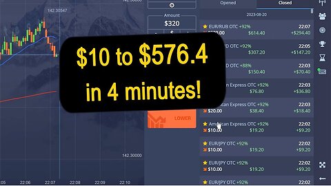 $10 to $576.4 in 4 minutes - great trades!