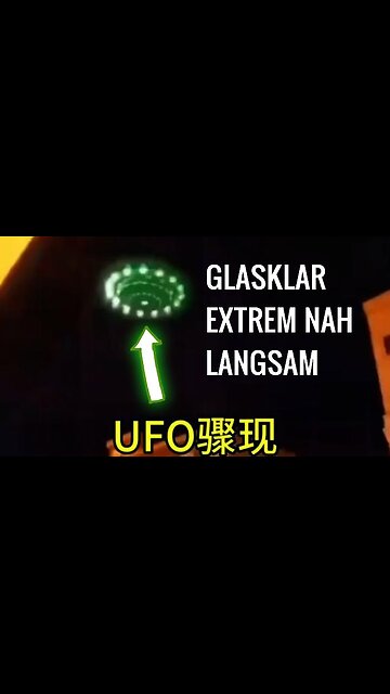 Grün fluoriszierendes UFO fliegt langsam über Nachthimmel von Teheran