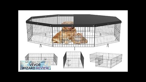 VEVOR Dog Playpen 8 Panels Foldable Metal Dog Exercise Pen with Top Review