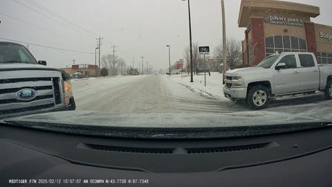 Near Crash On Snowy Street