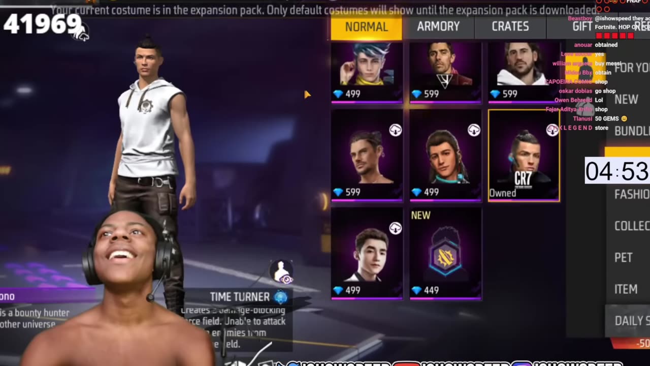 IshowSpeed Playing Free Fire ll Reaction On Ronaldo Cherecter 🥵😱🤯