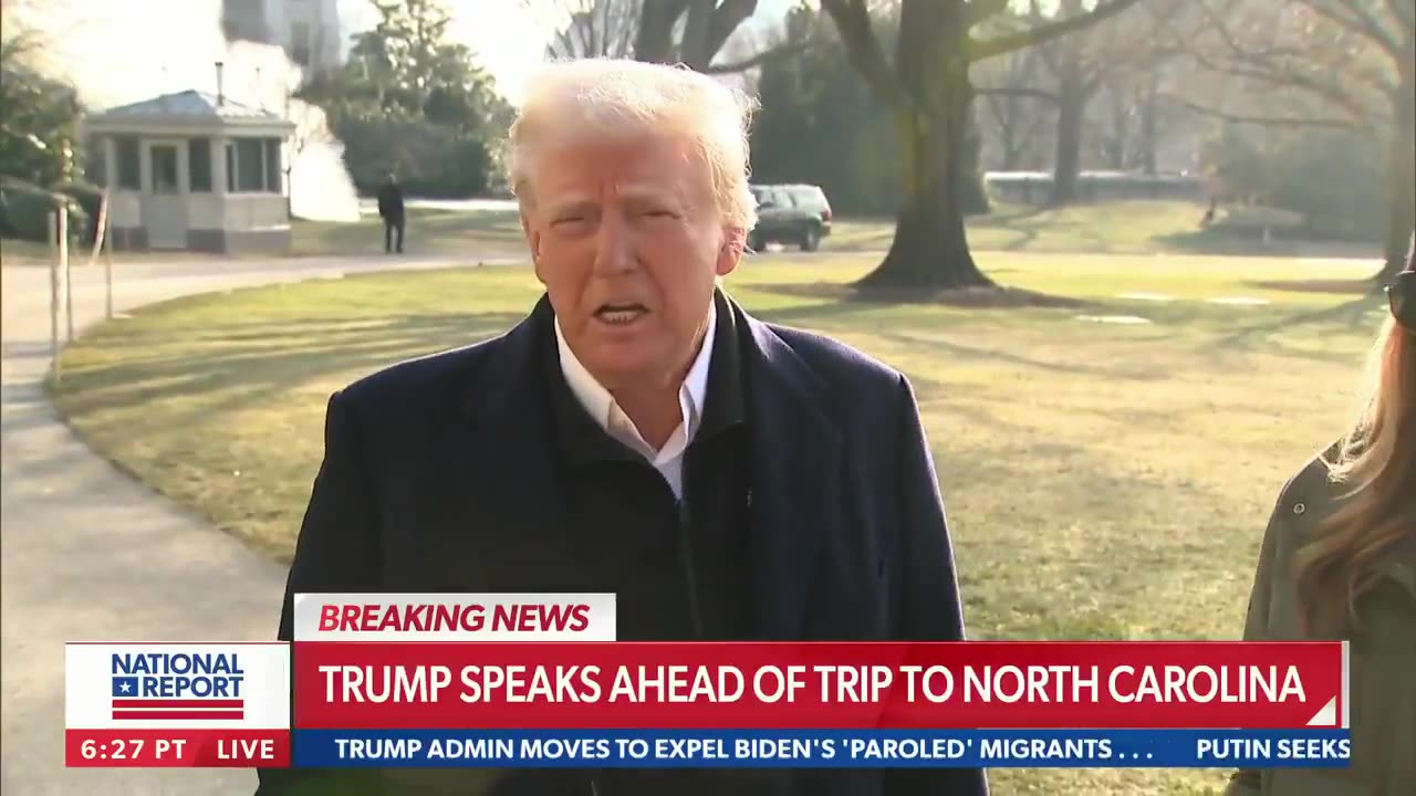 President Trump is on his way to North Carolina and Los Angeles